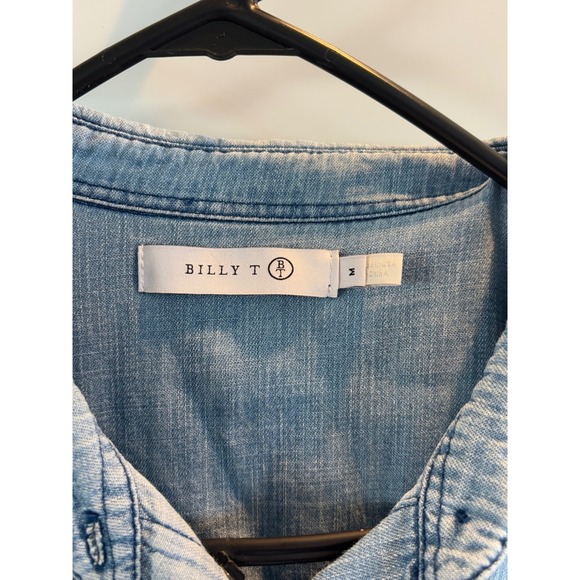 BILLY T Embellished Denim Shirt Butterflies Flowers Stars Button Down Top Women - Picture 10 of 16